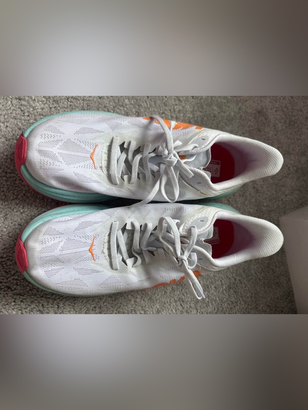 HOKA ONE ONE Carbon X 2 running shoes in the White Blazing Orange colorway - Picture 3 of 6